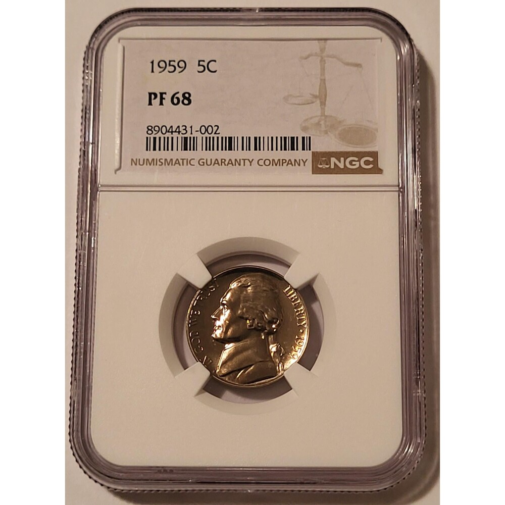 1959 Jefferson Nickel Proof PF68 NGC Light Toning